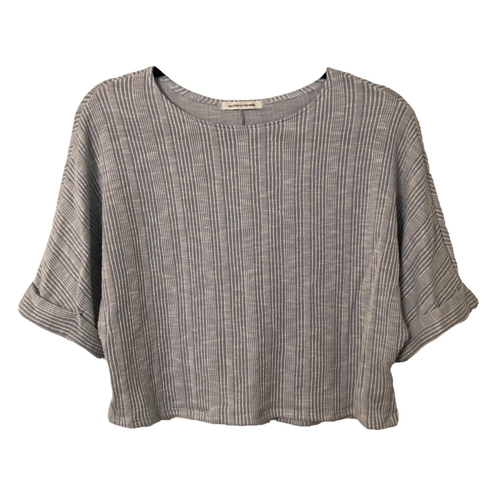 Caution To The Wind Blue/White Cropped Tee